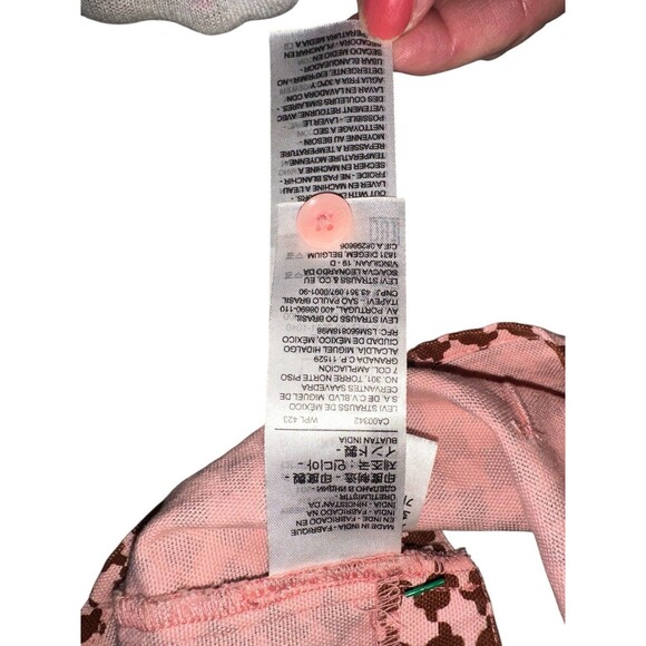 Levi's Geometric Checkered Crop MED Pink Brown Knit Retro Y2K Button Front Tank - Picture 15 of 16